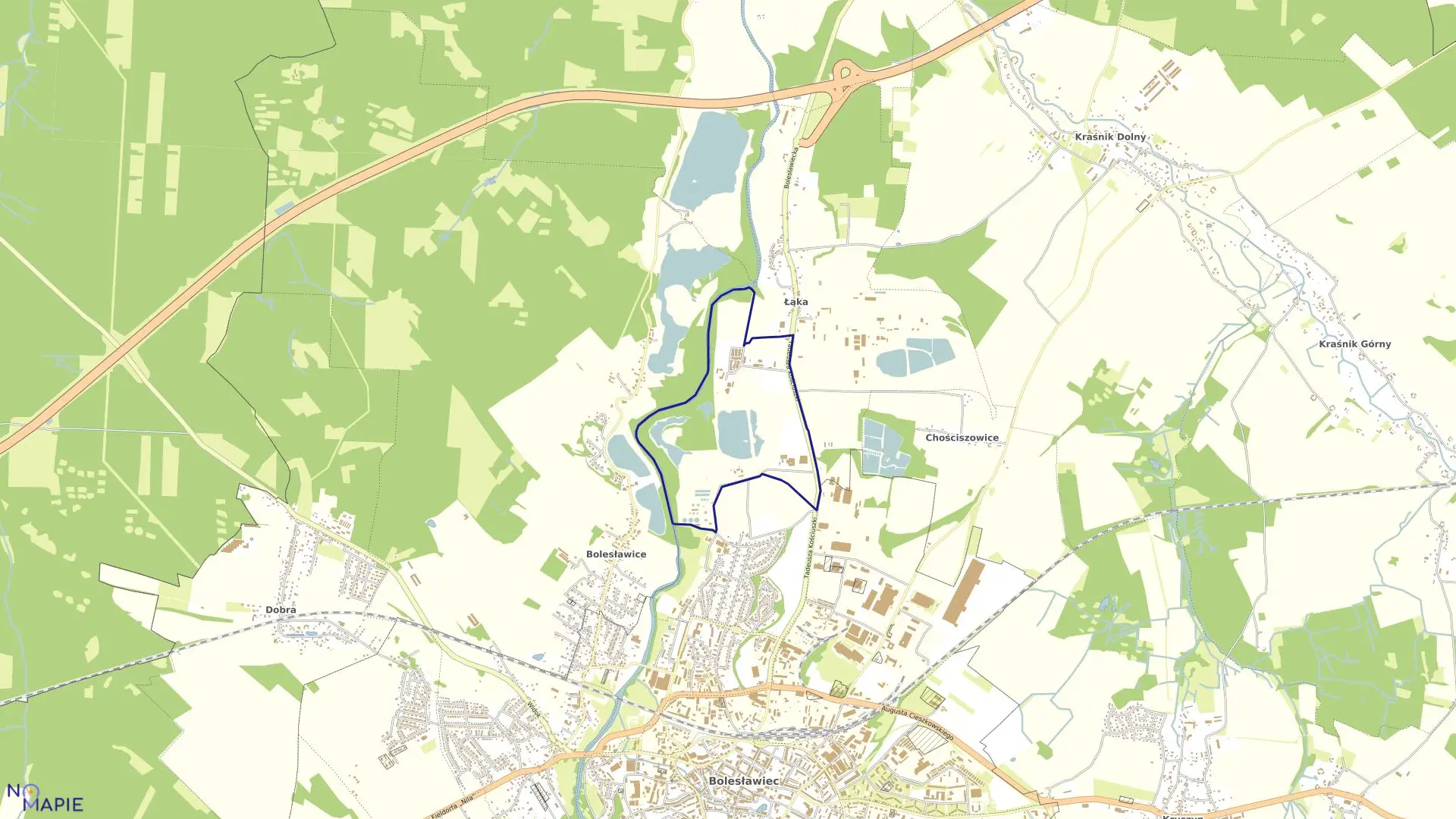 Mapa obrębu Bolesławiec-1 w mieście Bolesławiec