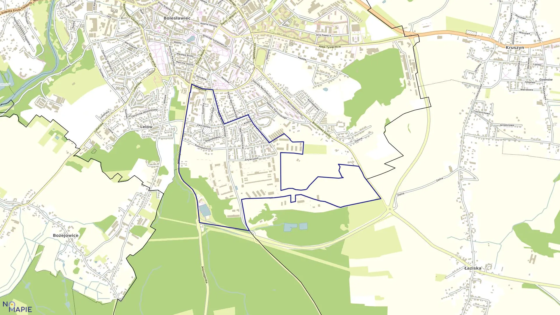 Mapa obrębu Bolesławiec-12 w mieście Bolesławiec