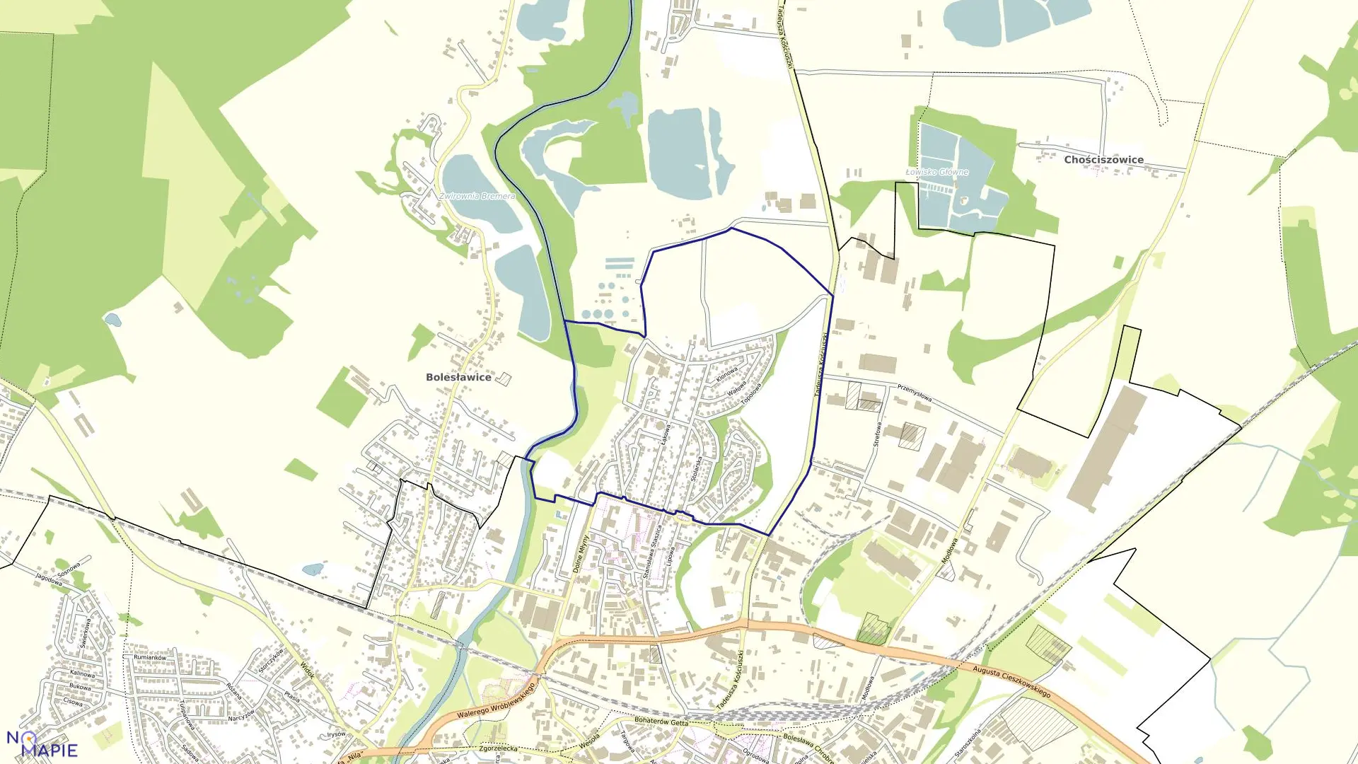 Mapa obrębu Bolesławiec-2 w mieście Bolesławiec